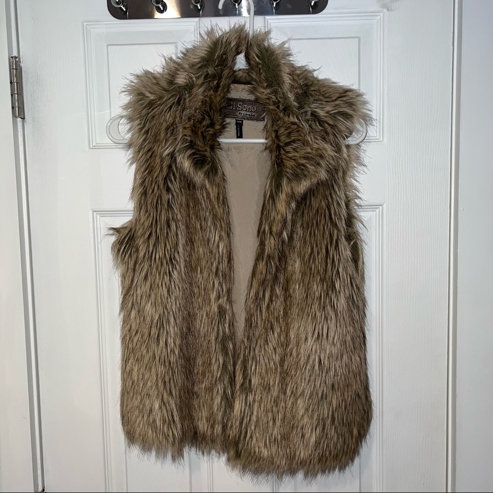 Ci Sono Brown Faux Fur Vest